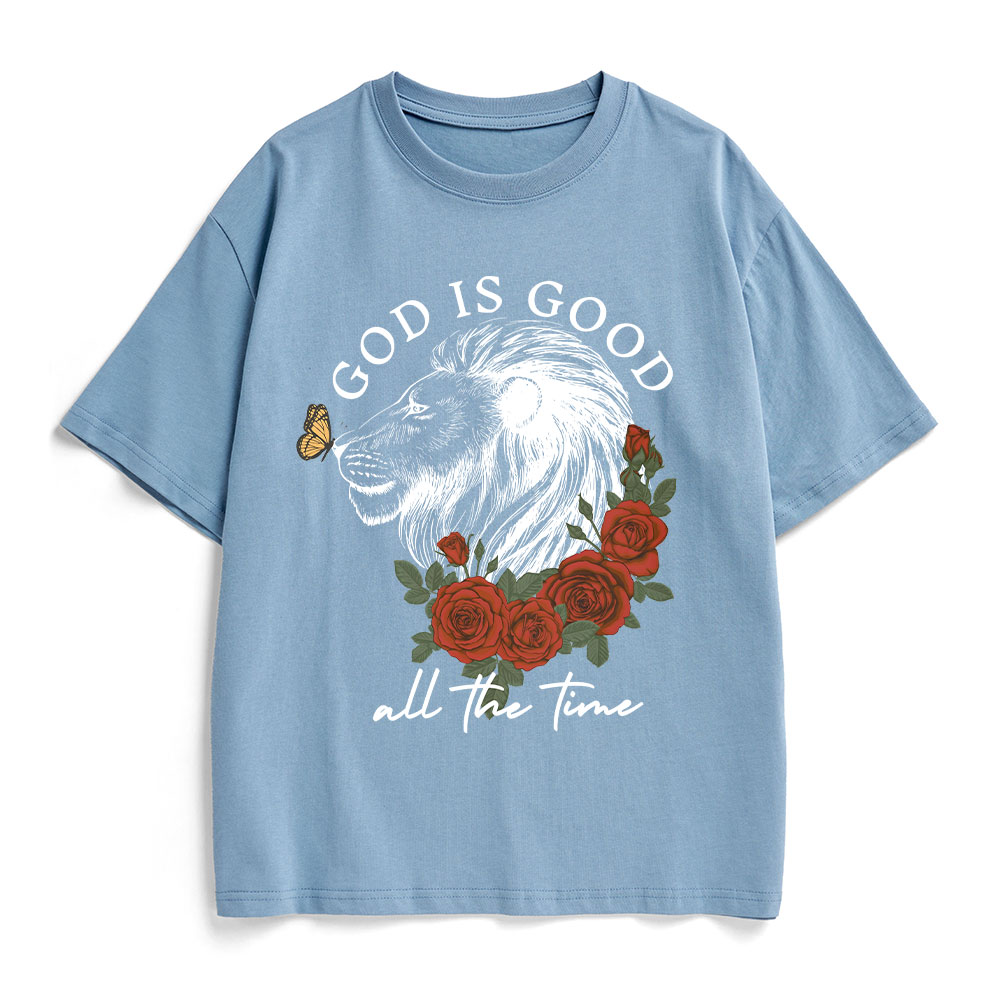 God Is Good Lion Christian Heavy Cotton T-Shirt