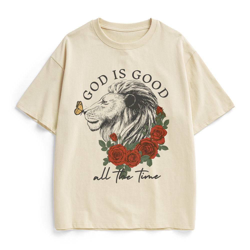 God Is Good Lion Christian Heavy Cotton T-Shirt