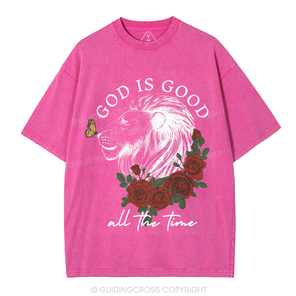God Is Good Lion Christian Washed T-Shirt