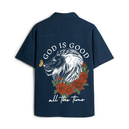 God Is Good Lion Christian Work Shirt 