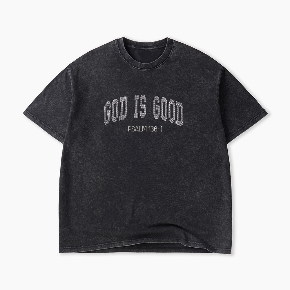 God Is Good Rhinestone Washed T-Shirt