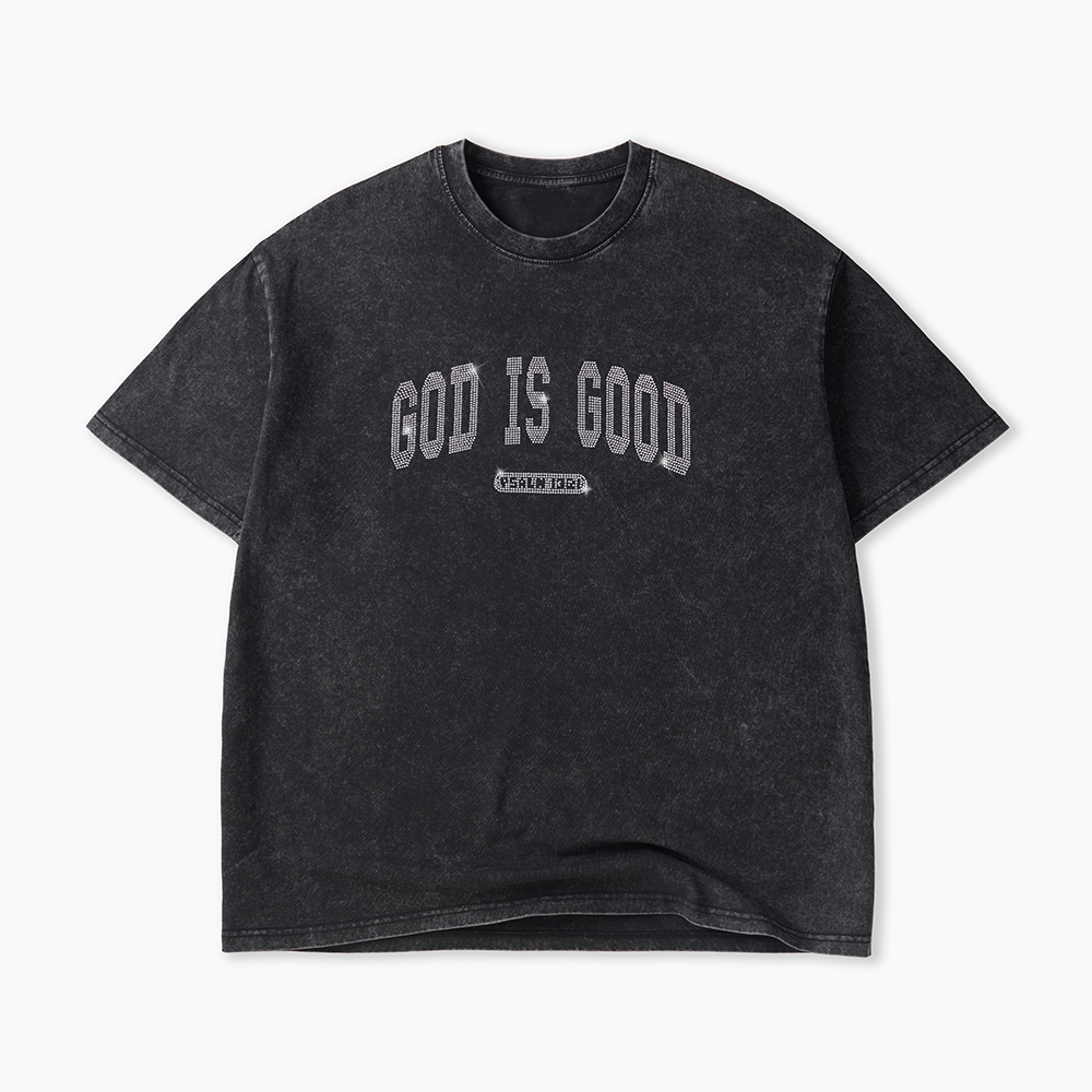 God Is Good Rhinestone Washed T-Shirt