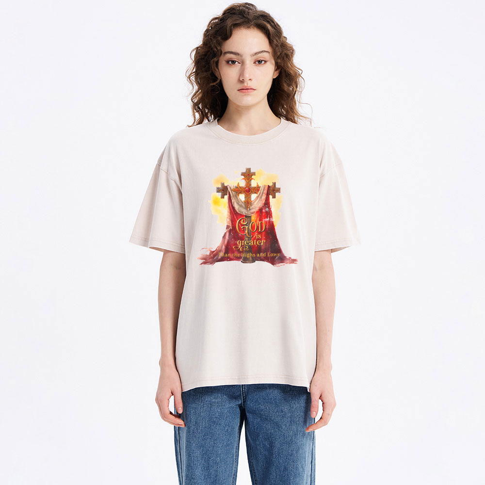 God Is Grater Than The Highs And Lows Christian Washed T-Shirt