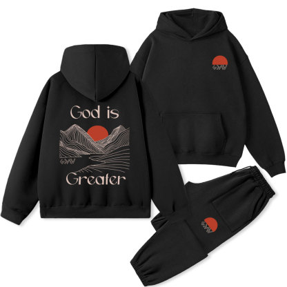 God Is Greater Christian  Premium Fleece Hoodie Set