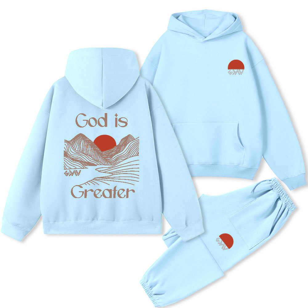God Is Greater Christian  Premium Fleece Hoodie Set