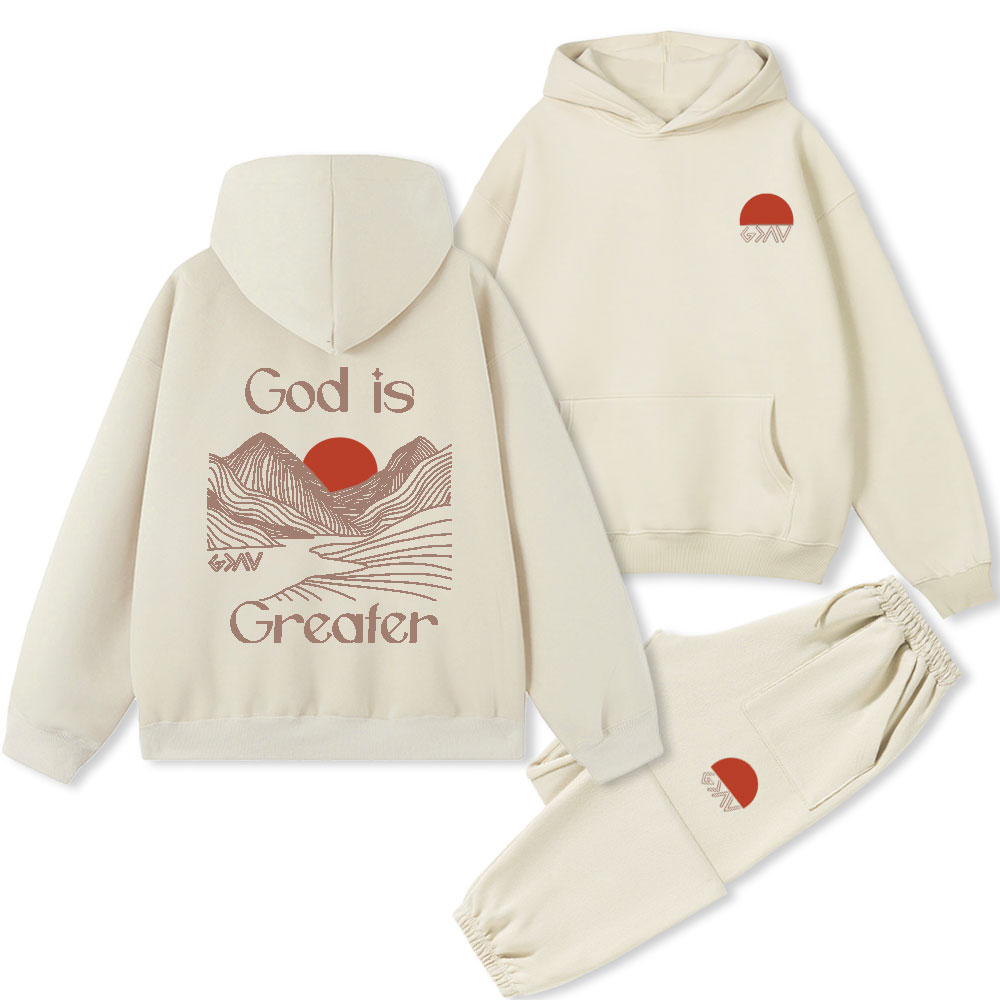 God Is Greater Christian  Premium Fleece Hoodie Set