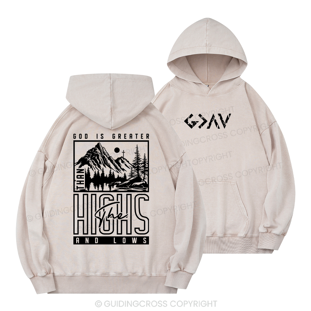 God Is Greater Christian Washed Hoodie