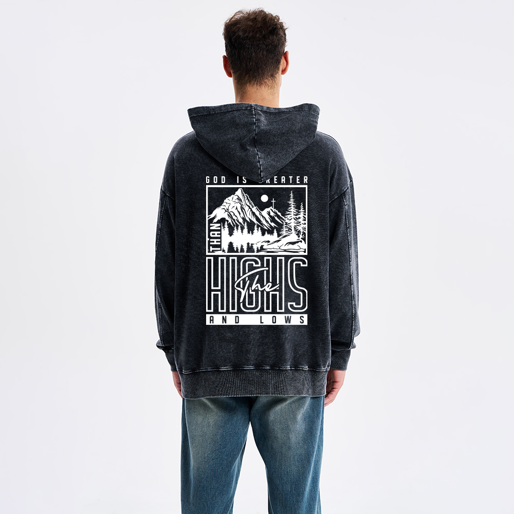 God Is Greater Christian Washed Hoodie