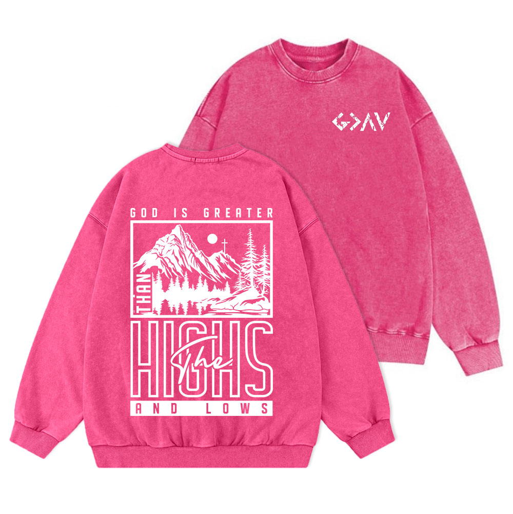 God Is Greater Christian Washed Sweatshirt
