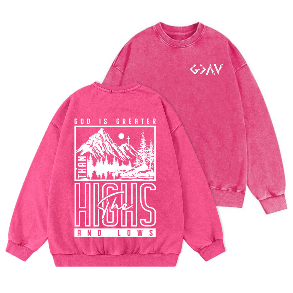 God Is Greater Christian Washed Sweatshirt