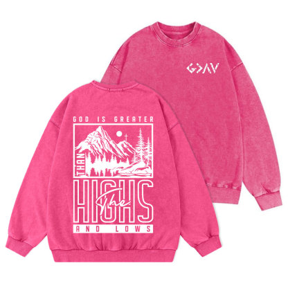 God Is Greater Christian Washed Sweatshirt