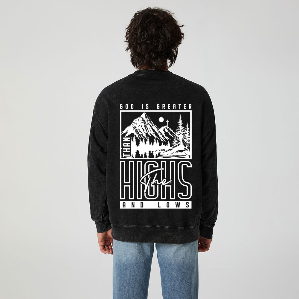 God Is Greater Christian Washed Sweatshirt