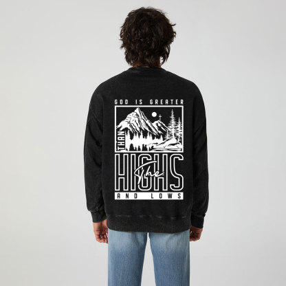 God Is Greater Christian Washed Sweatshirt