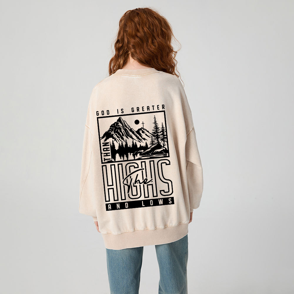 God Is Greater Christian Washed Sweatshirt