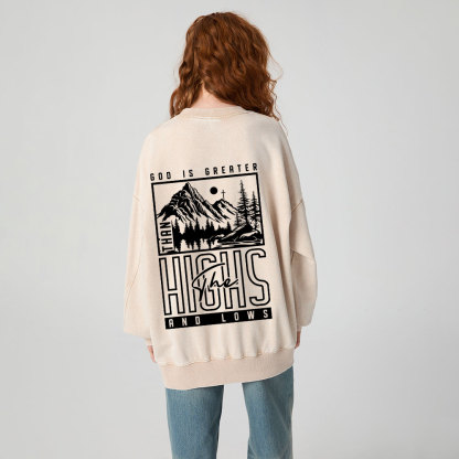 God Is Greater Christian Washed Sweatshirt