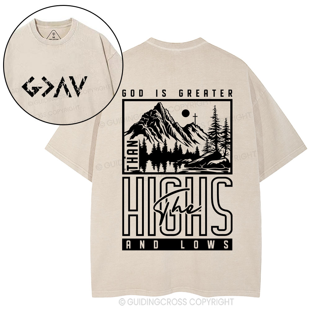 God Is Greater Christian Washed T-Shirt Sale - GuidingCross