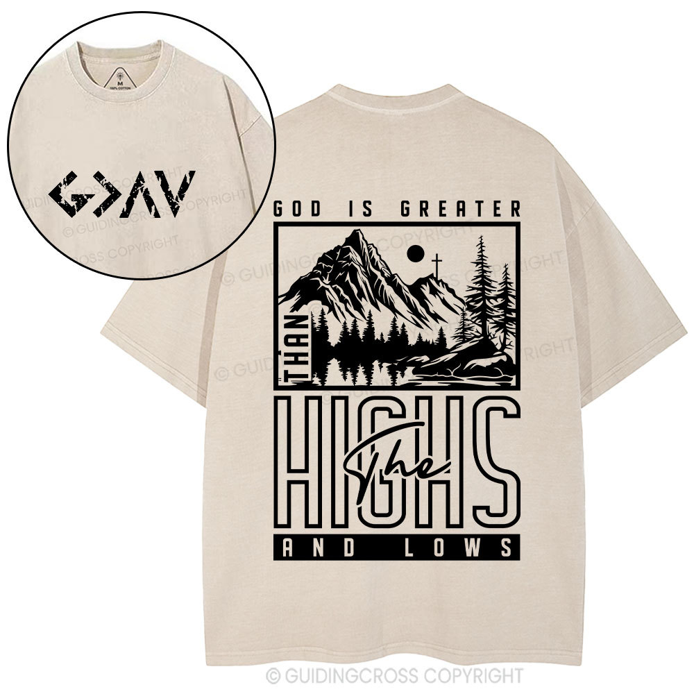 God Is Greater Christian Washed T-Shirt Sale - GuidingCross