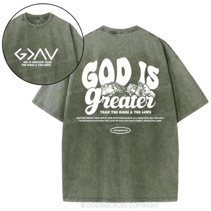 God Is Greater  Christian Washed T-Shirt