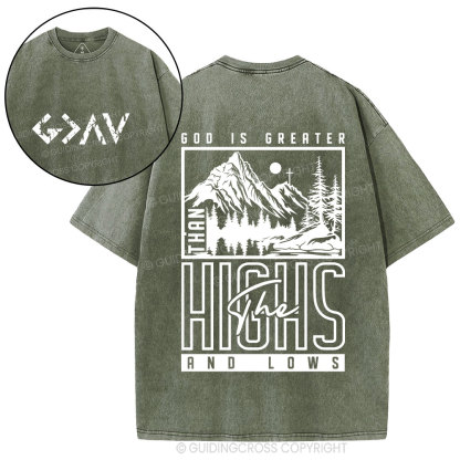 God Is Greater Christian Washed T-Shirt