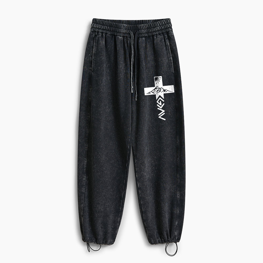 God Is Greater Than Higher And Lows Christian Washed Sweatpants 