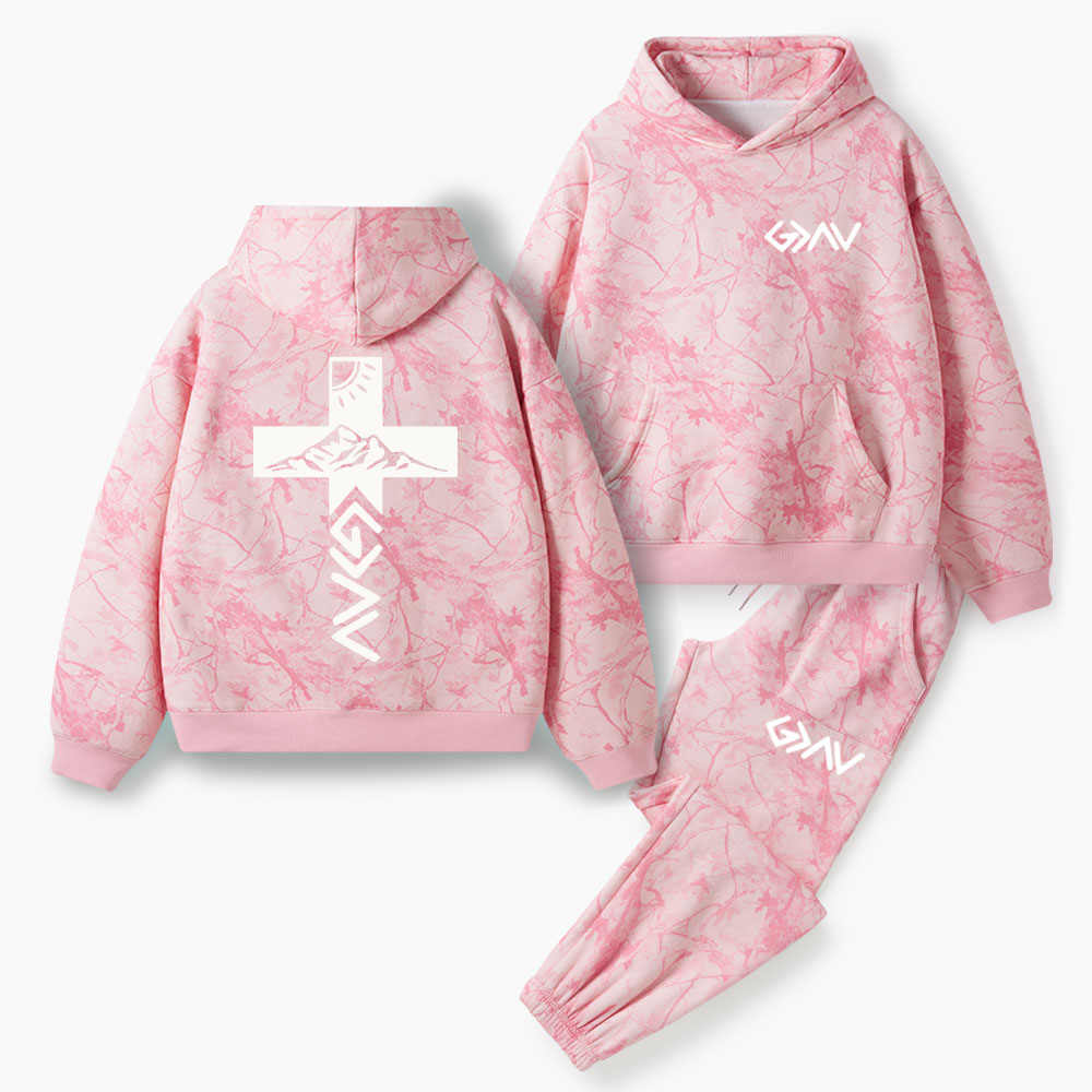 God Is Greater Than Highers And Lows Christian Camo Fleece Hoodie Set