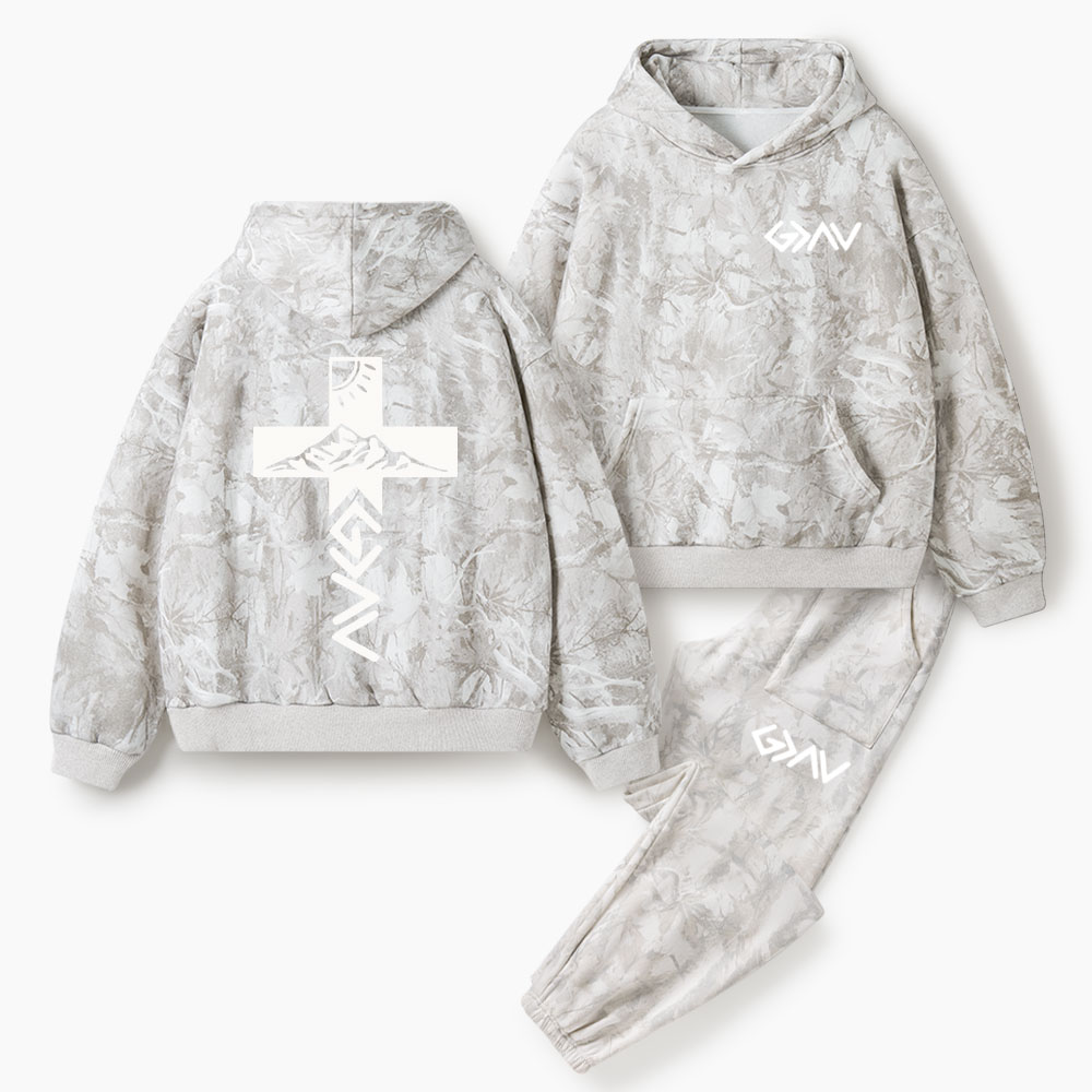 God Is Greater Than Highers And Lows Christian Camo Fleece Hoodie Set