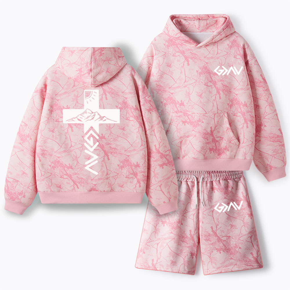 God Is Greater Than Highers And Lows Christian Camo Fleece Hoodie Set