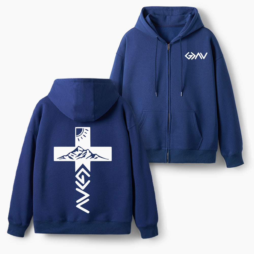 God Is Greater Than Highers And Lows Christian Fleece-Lined Full-Zip Hoodie
