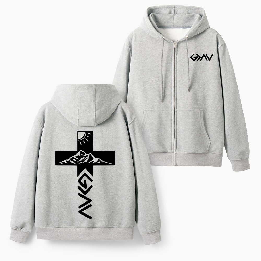 God Is Greater Than Highers And Lows Christian Fleece-Lined Full-Zip Hoodie