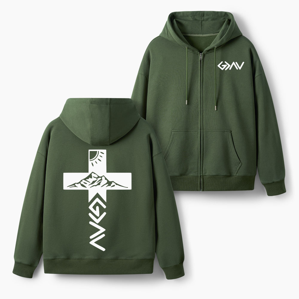 God Is Greater Than Highers And Lows Christian Fleece-Lined Full-Zip Hoodie