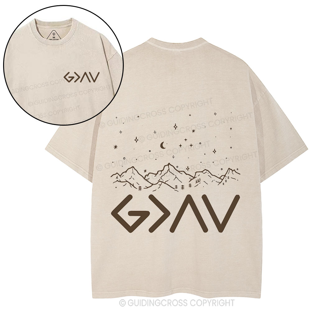 God Is Greater Than Highers And Lows Christian Washed T-Shirt