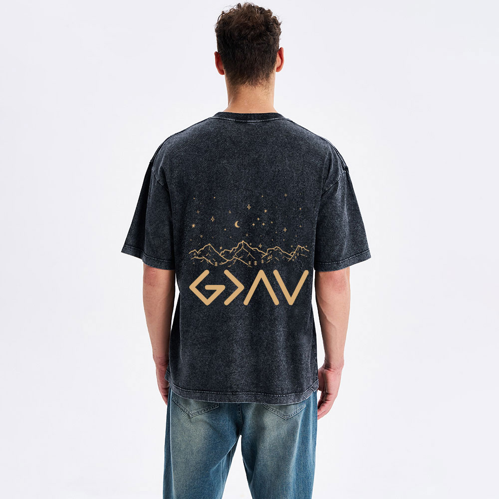 God Is Greater Than Highers And Lows Christian Washed T-Shirt