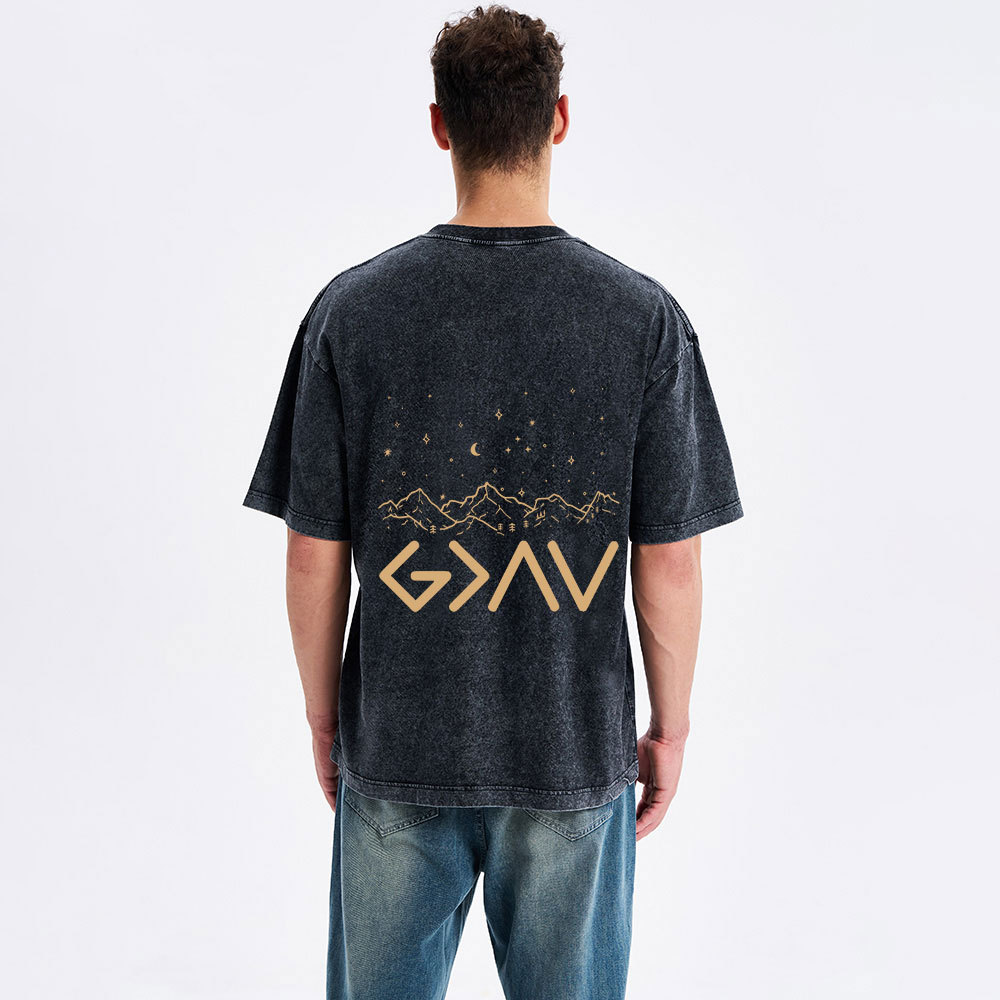 God Is Greater Than Highers And Lows Christian Washed T-Shirt