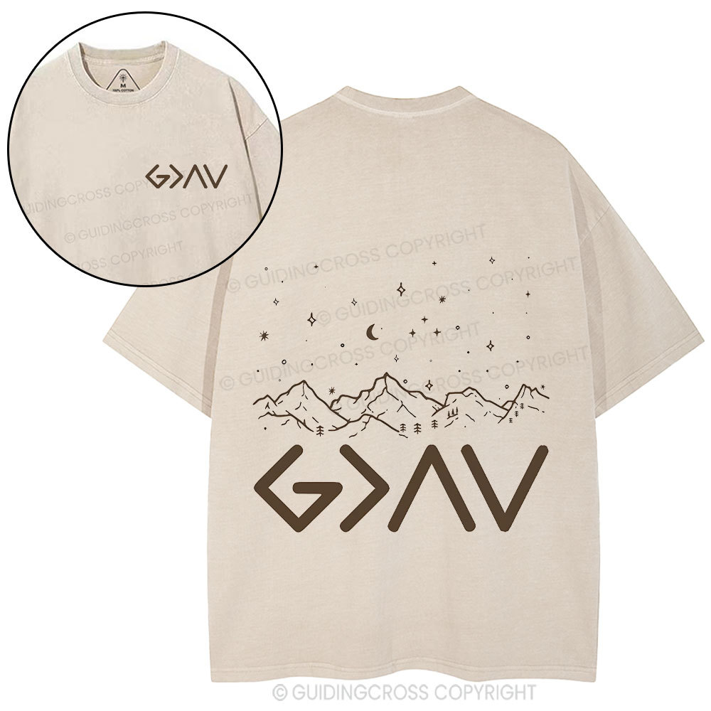 God Is Greater Than Highers And Lows Christian Washed T-Shirt
