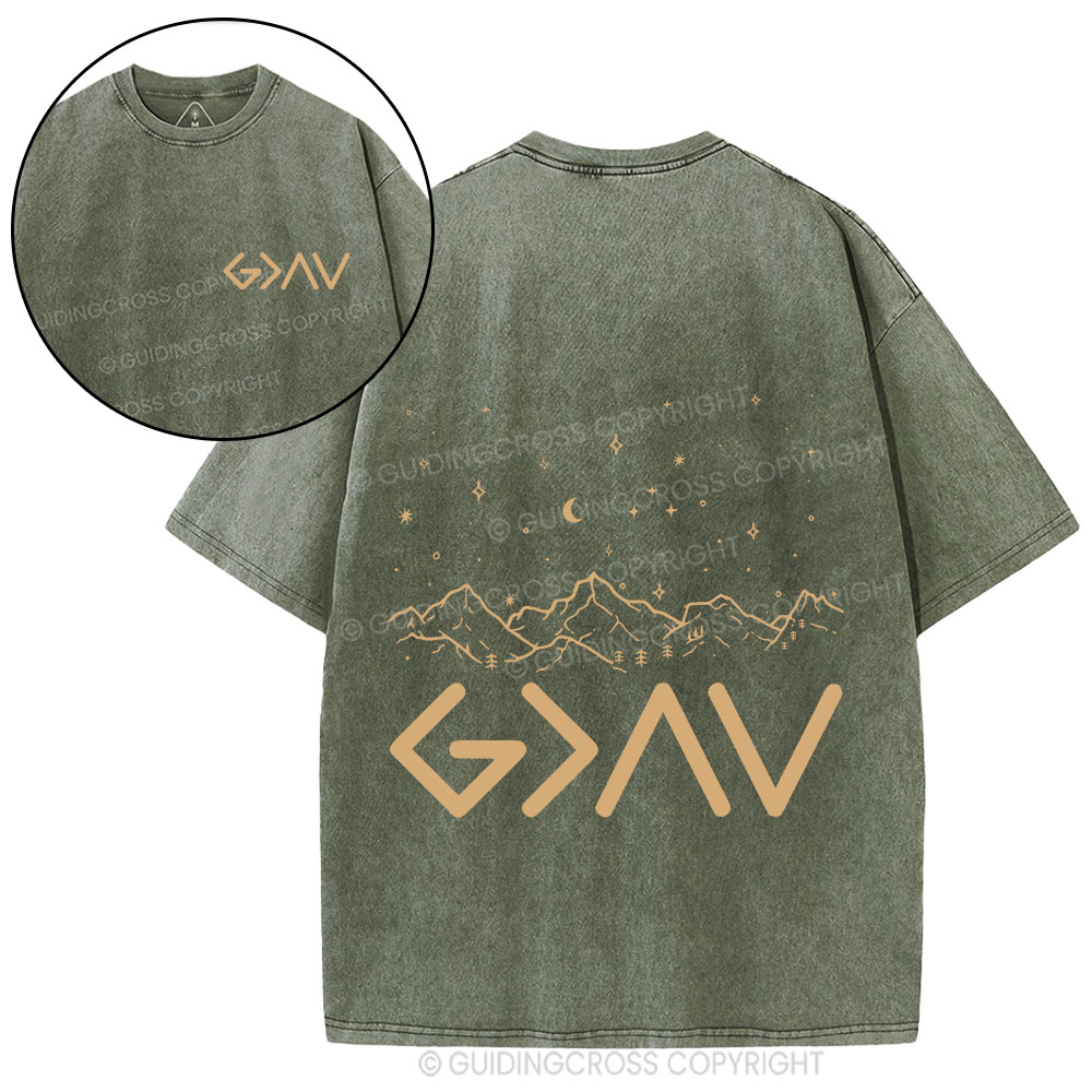 God Is Greater Than Highers And Lows Christian Washed T-Shirt