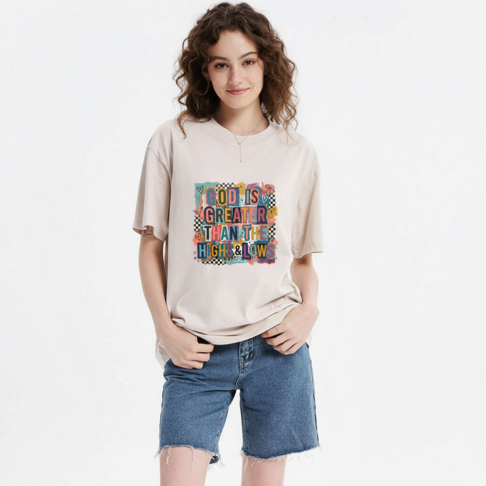 God Is Greater Than The High & Lows Christian Washed T-Shirt