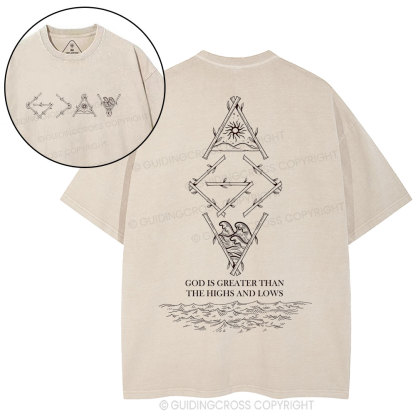 God Is Greater Than The Highd And Lows Nature Christian Washed T-Shirt