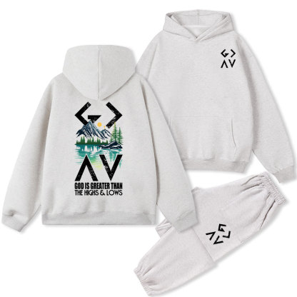 God Is Greater Than The Highs And Lows Christian Fleece Hoodie Set