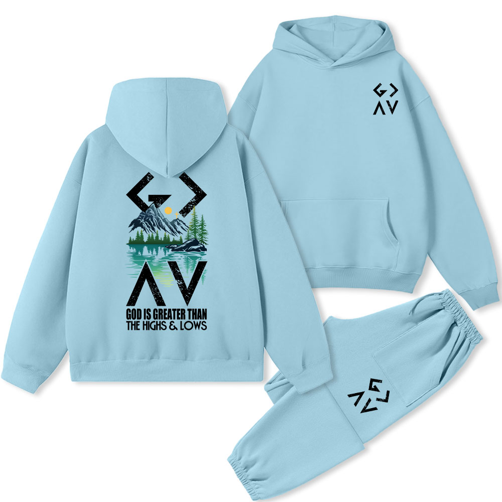 God Is Greater Than The Highs And Lows Christian Fleece Hoodie Set
