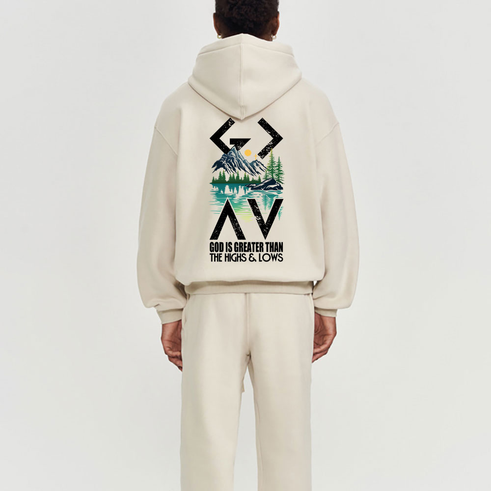 God Is Greater Than The Highs And Lows Christian Fleece Hoodie Set