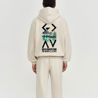 God Is Greater Than The Highs And Lows Christian Fleece Hoodie Set