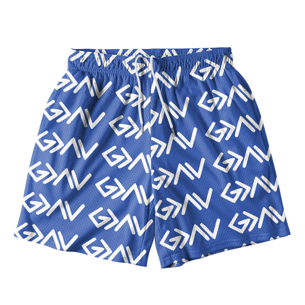 God Is Greater Than The Highs And Lows Blue Christian Mesh Shorts