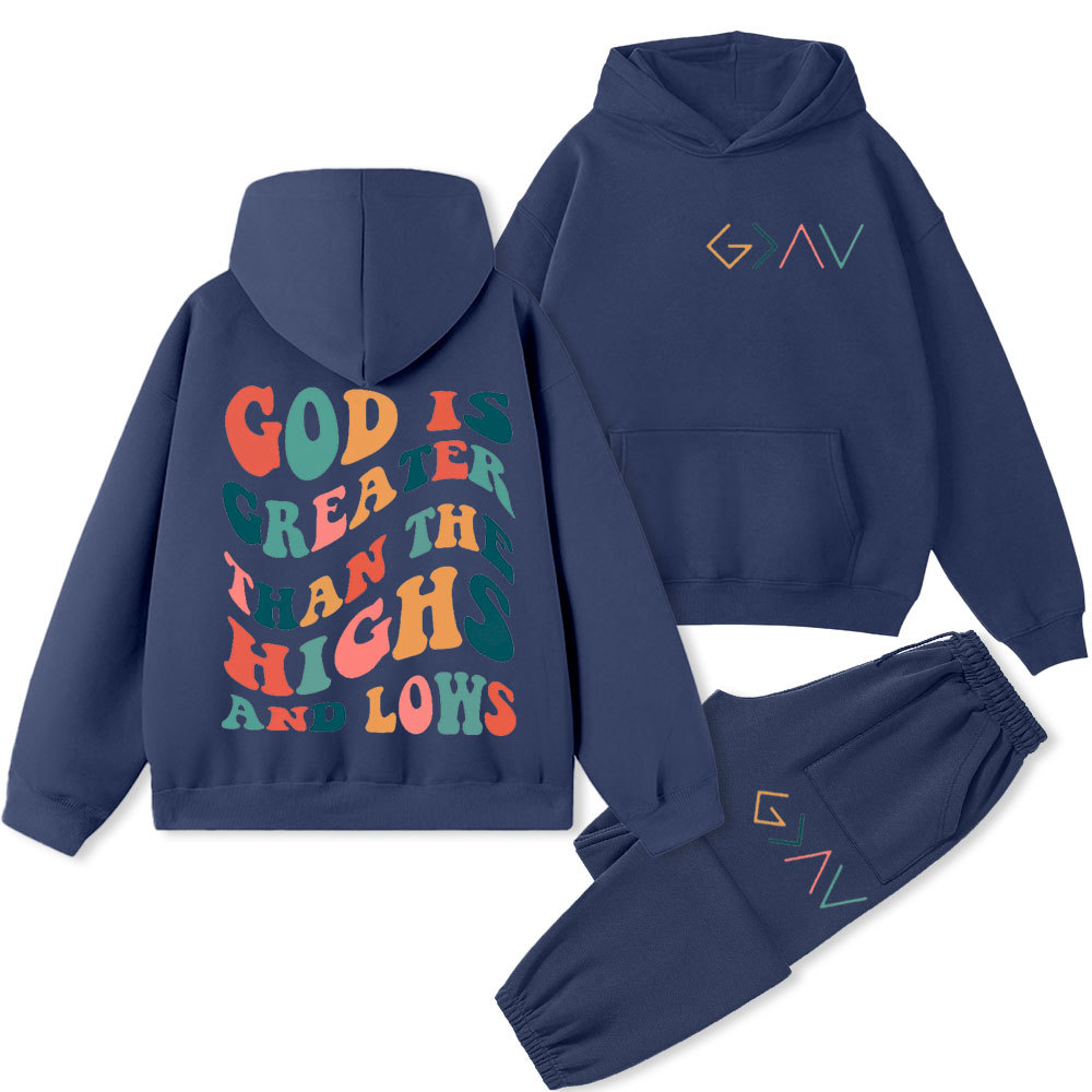 God Is Greater Than The Highs And Lows Christian Premium Fleece Hoodie Set