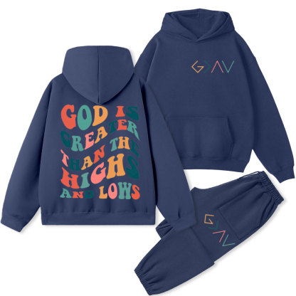 God Is Greater Than The Highs And Lows Christian Premium Fleece Hoodie Set