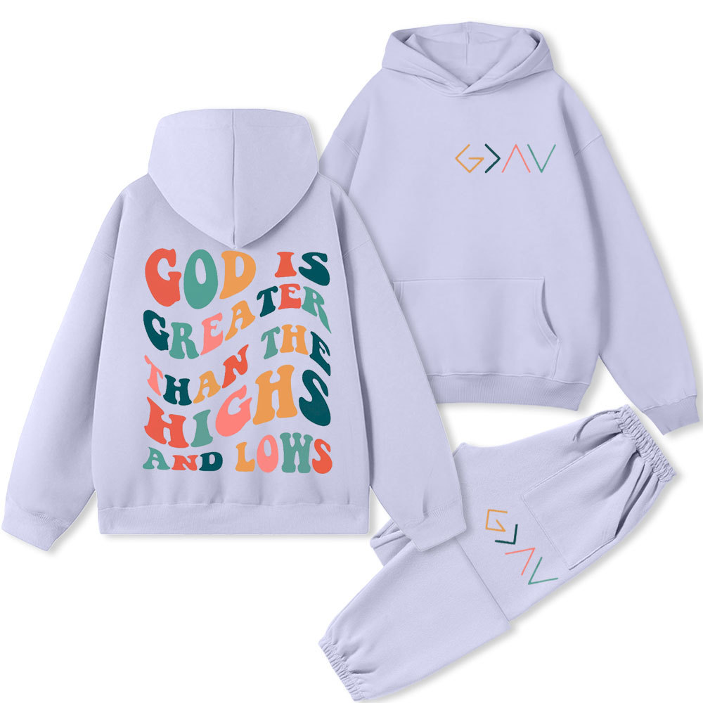 God Is Greater Than The Highs And Lows Christian Premium Fleece Hoodie Set