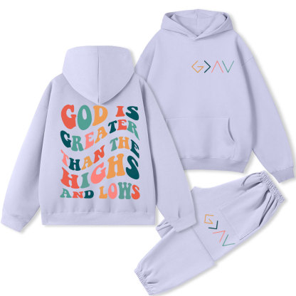 God Is Greater Than The Highs And Lows Christian Premium Fleece Hoodie Set