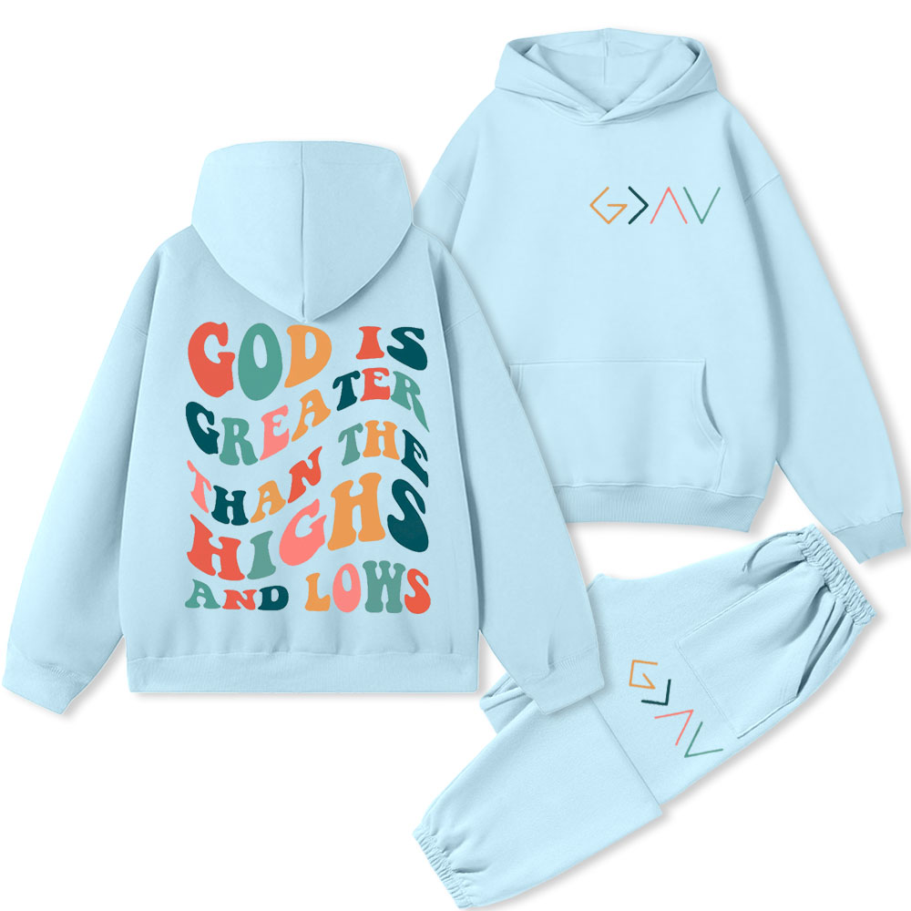 God Is Greater Than The Highs And Lows Christian Premium Fleece Hoodie Set