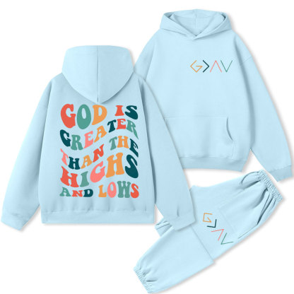 God Is Greater Than The Highs And Lows Christian Premium Fleece Hoodie Set