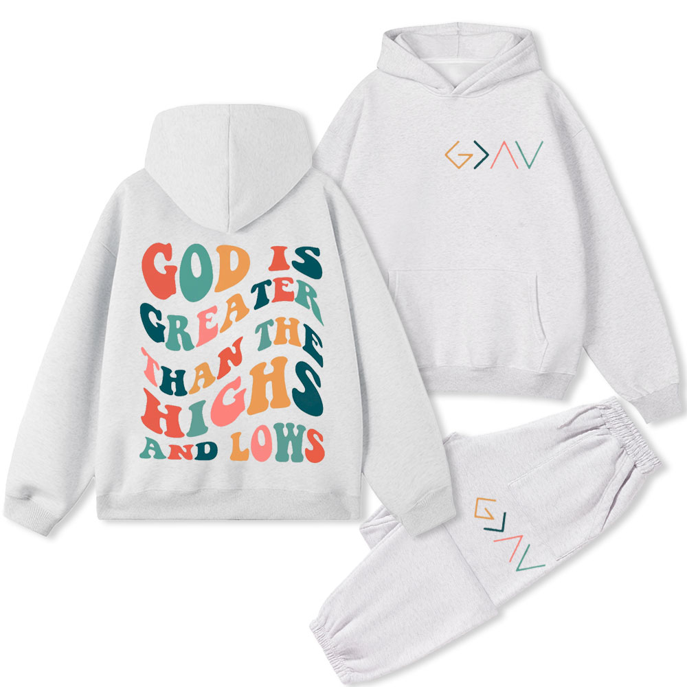 God Is Greater Than The Highs And Lows Christian Premium Fleece Hoodie Set