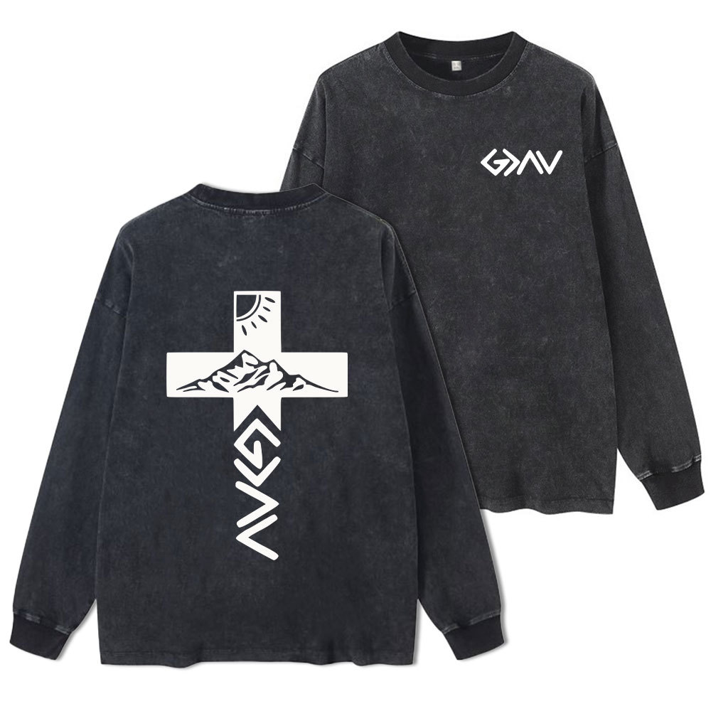 God Is Greater Than The Highs And Lows Christian Washed Long Sleeve  T-Shirt